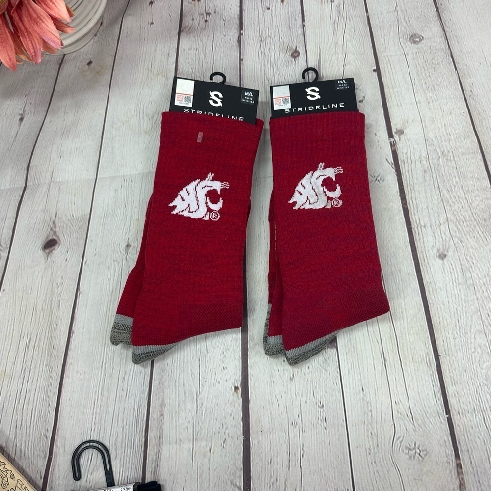 NWT strideline Washington state cougars crew socks cotton blend colligiate set/2